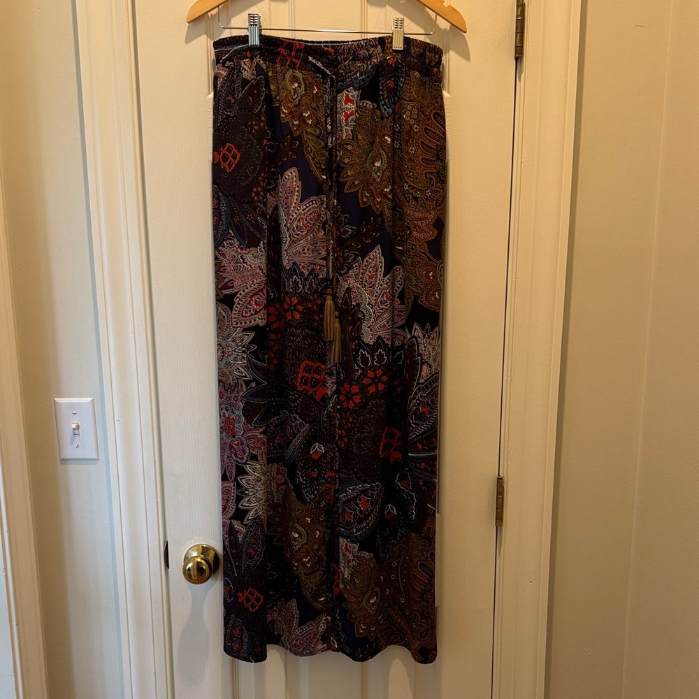 Boho Black Floral Paisley Maxi Skirt